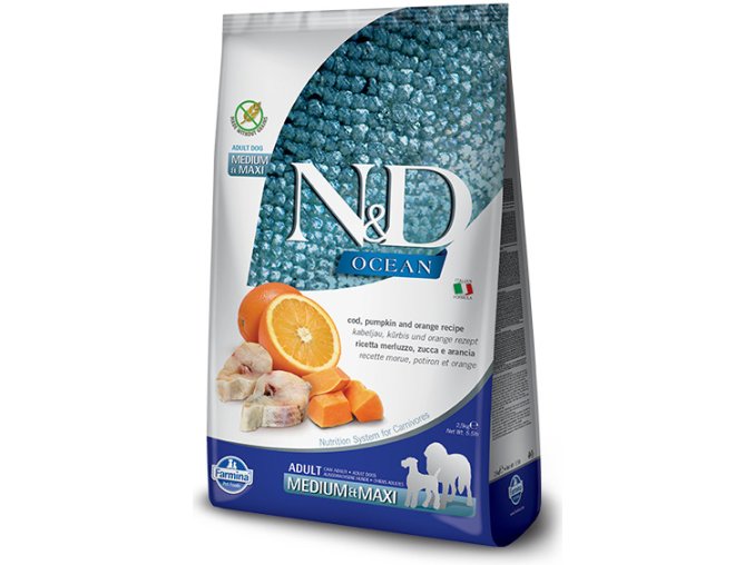 N&D Ocean dog GF Adult M/L Codfish & Pumpkin & Orange 2,5 kg