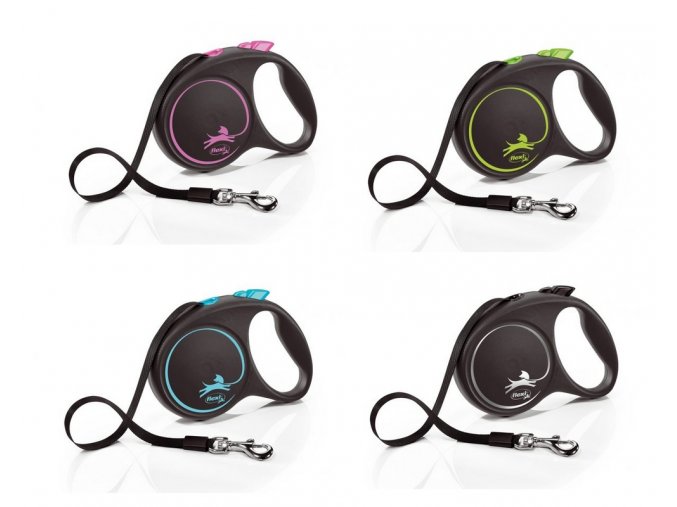 Vodítko FLEXI Black Design S pásek 5m/15kg