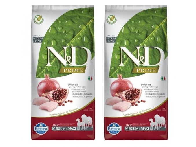 N&D Prime dog Adult M/L Chicken & Pomegranate 2 x 12 kg