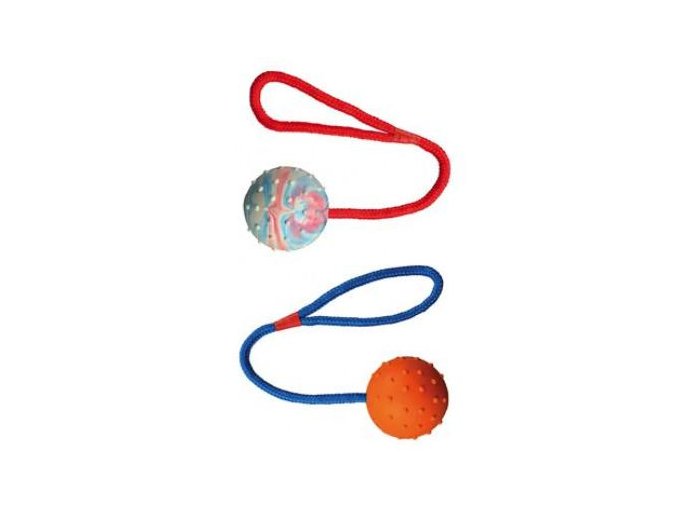 Hračka pes Míč hrbolatý na šňůrce 6cm/30cm TR