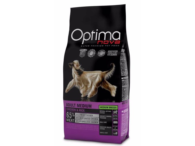 Optima Nova Dog Adult Medium Chicken&Rice 12kg