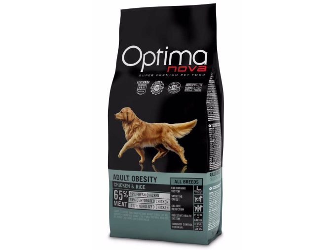 Optima Nova Dog Adult Obesity Chicken&Rice 12kg