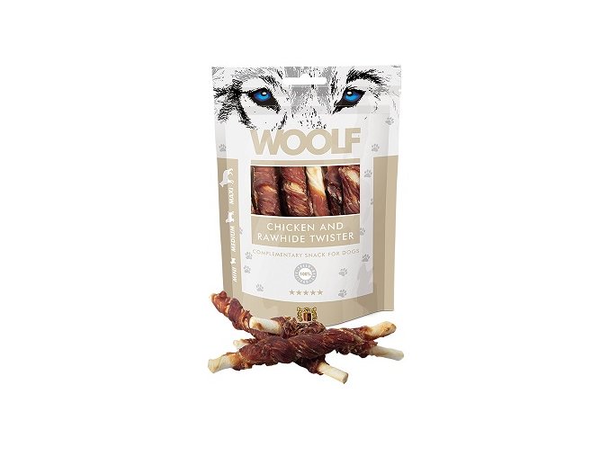 WOOLF pochoutka chicken and rawhide twister 100g