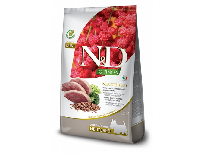 N&D Quinoa Dog Neutered Adult Mini Duck & Broccoli 2,5 kg