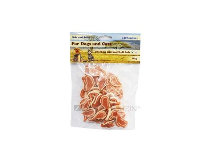 Pochoutka Kuřecí s treskou roláda měkká 80g