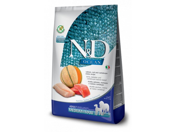 N&D OCEAN DOG Adult M/L Salmon & Cod & Melon 12kg