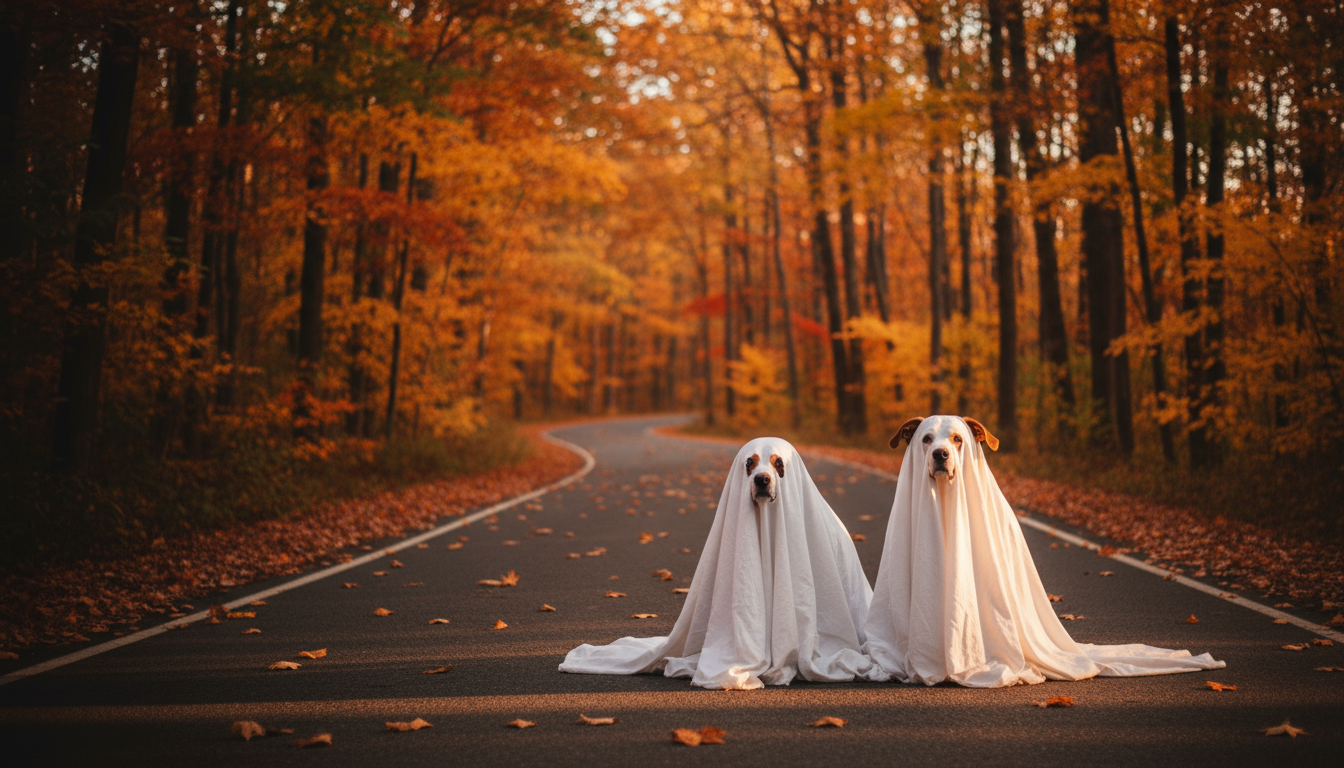 Dva psíky v plachtách – halloween oznam