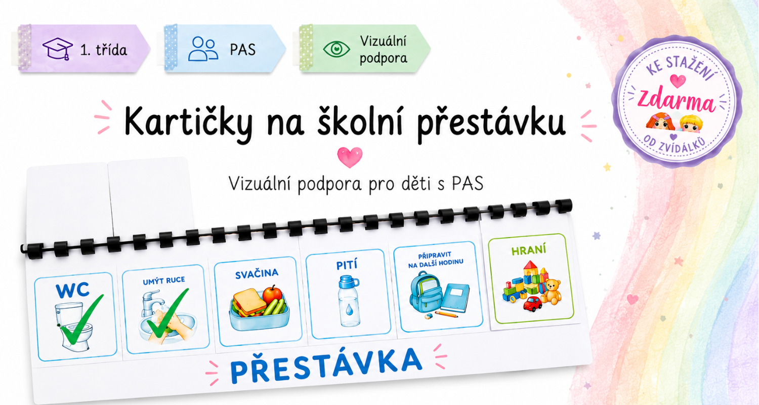 Kartičky na školní přestávku – vizuální podpora pro děti s PAS – PDF zdarma ke stažení