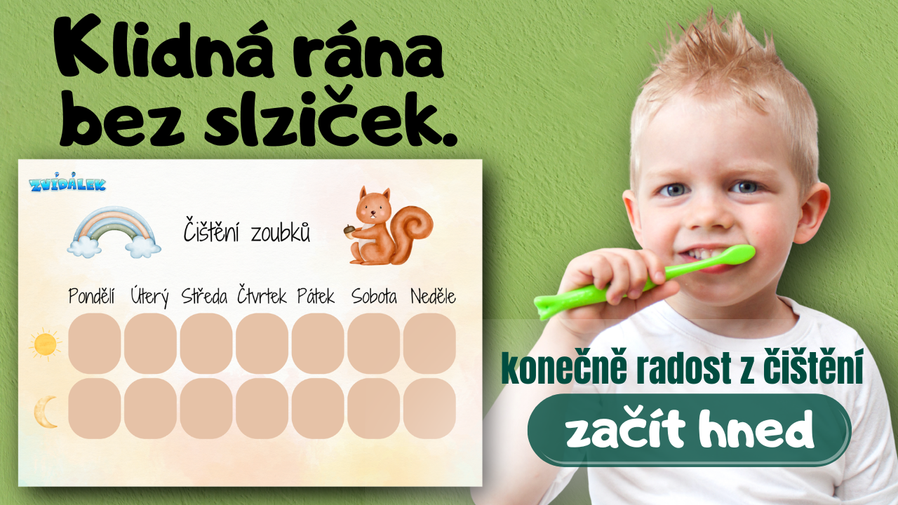 Motivační tabulka, pomocník na čištění zoubků pro nejmenší