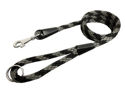 Lanové vodítko Spirála černo-šedé 1,4×150cm