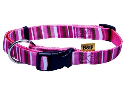 Obojek popruh proužky růžový 1×18-26cm
