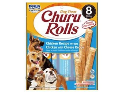 Churu Dog Rolls Chicken wraps Chicken & Cheese 8×12g AKCE