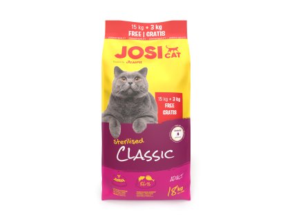 JosiCat Sterilised Classic 15kg + 3kg ZDARMA