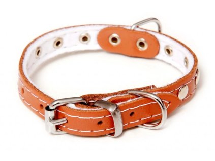 Kožený obojek podšitý Stella zdobený přírodní 1×26cm