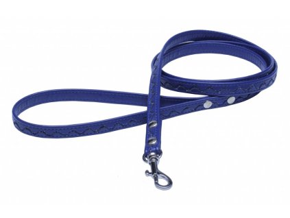 Vodítko koženka modré vlnky - tm.modré 1,2×120cm