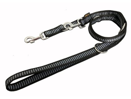 Popruhové vodítko přepínací žebrované šedé 2,5×240cm