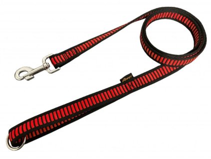 Popruhové vodítko žebrované červené 2×150cm