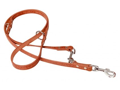 Kožené vodítko přepínací Grazl zdobené koňak 1,8×240cm