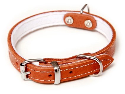 Kožený obojek podšitý Stella přírodní 1,4×35cm