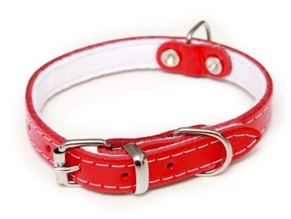 Kožený obojek podšitý Stella červený 1,2×30cm