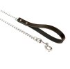 Řetízkové vodítko s koženým uchem černé 0,4×110cm