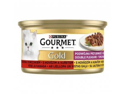 Gourmet Gold dvojité potěšení pro kočky hovězí, kuřecí 85 g