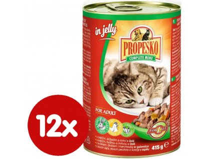 Propesko kousky s králičím, drůbežím a mrkví v želé 12x 415 g