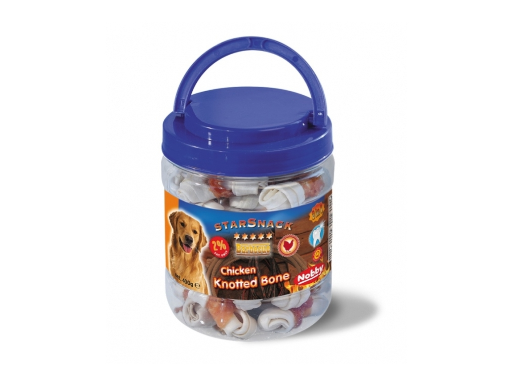 Nobby StarSnack Barbecue kyblík uzlíky s kuřetem 400g z kategorie Chovatelské potřeby a krmiva pro psy > Pamlsky pro psy > Bílé kosti pro psy