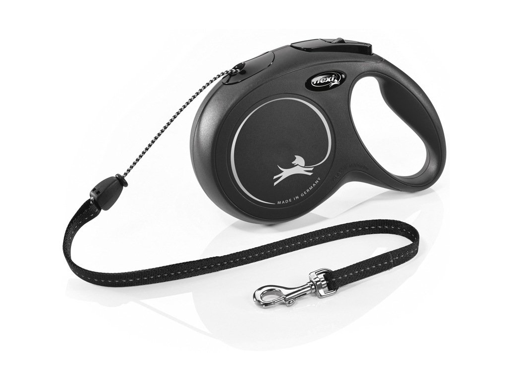Flexi NEW CLASSIC M vodítko lankové 8m/20kg černá z kategorie Chovatelské potřeby a krmiva pro psy > Obojky, vodítka a postroje pro psy > Vodítka pro psy > Samonavíjecí vodítka pro psy