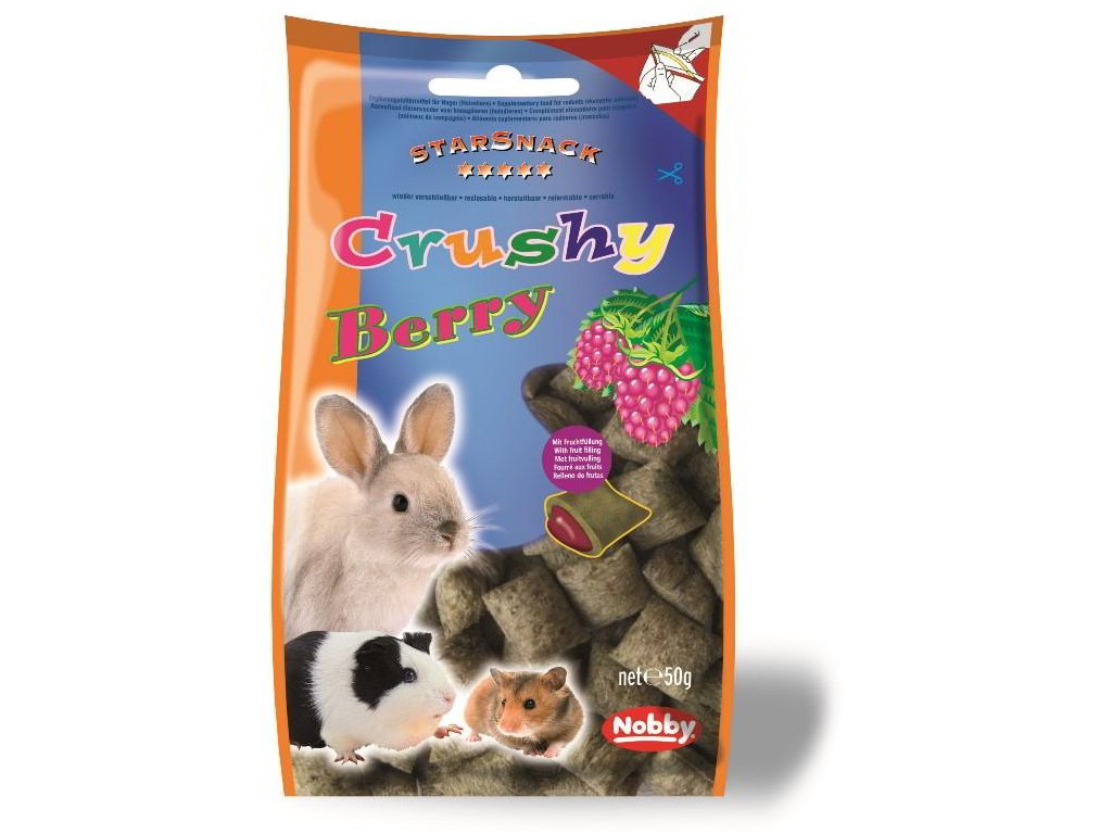 Nobby StarSnack Crushy křupavé polštářky plody 50g z kategorie Chovatelské potřeby a krmiva pro hlodavce a malá zvířata > Pamlsky pro hlodavce