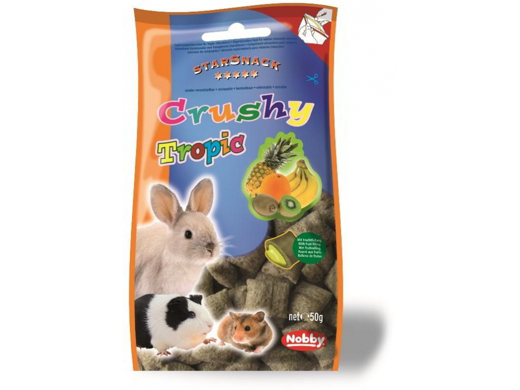 Nobby StarSnack Crushy křupavé polštářky ovoce 50g z kategorie Chovatelské potřeby a krmiva pro hlodavce a malá zvířata > Pamlsky pro hlodavce