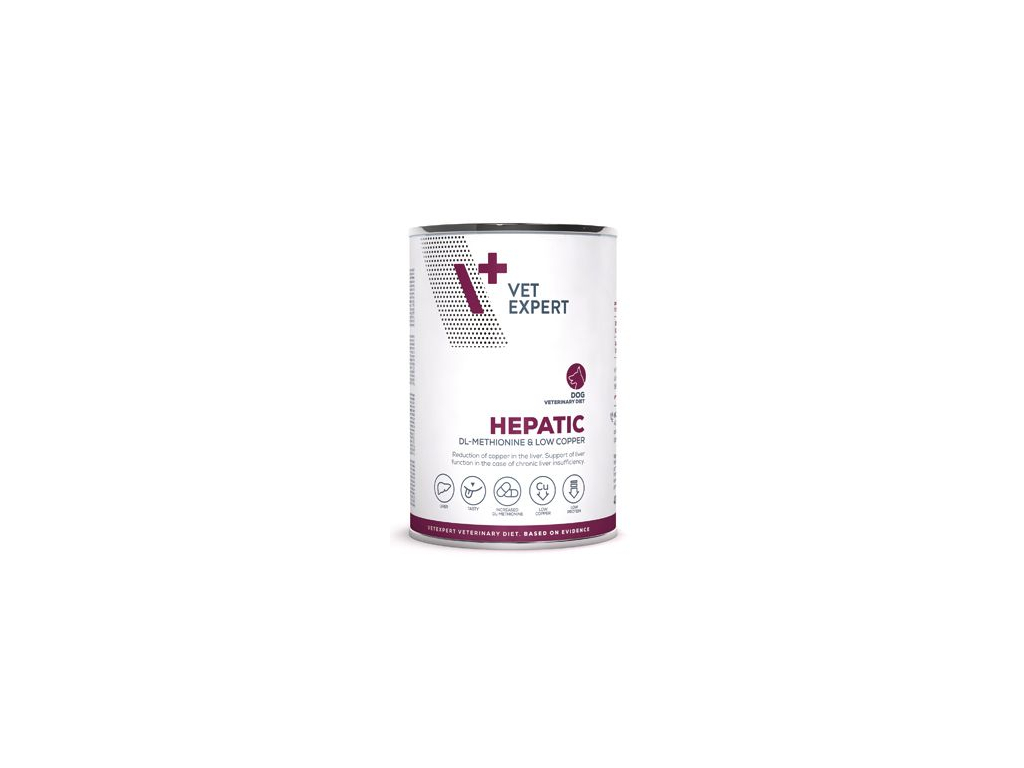 VetExpert VD 4T Hepatic Dog konzerva 400g z kategorie Chovatelské potřeby a krmiva pro psy > Krmiva pro psy > Veterinární diety pro psy