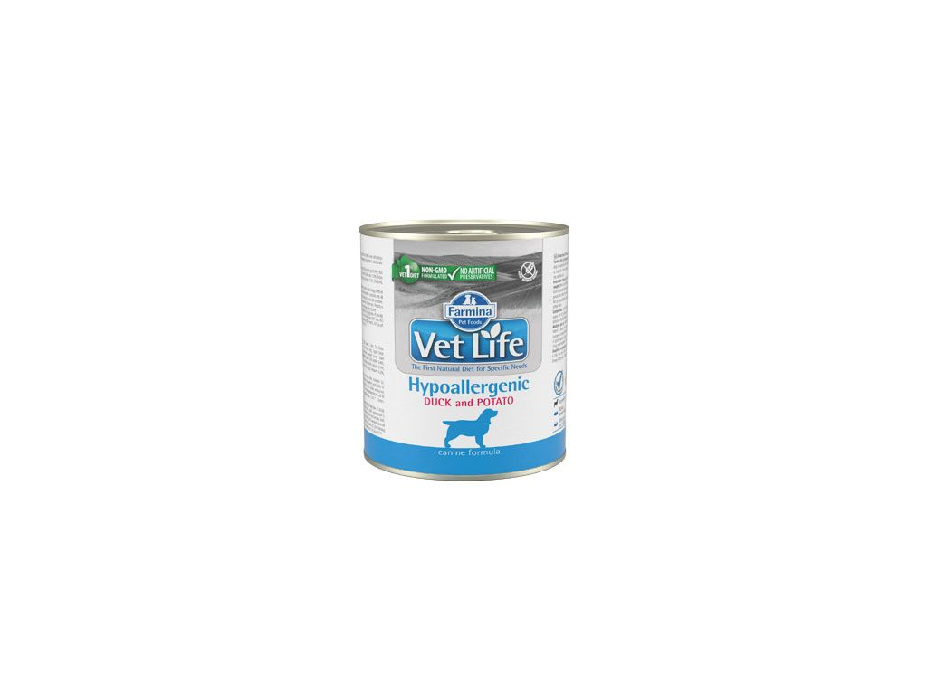 Vet Life Natural Dog konzerva Hypoaller Duck&Potato 300g z kategorie Chovatelské potřeby a krmiva pro psy > Krmiva pro psy > Veterinární diety pro psy