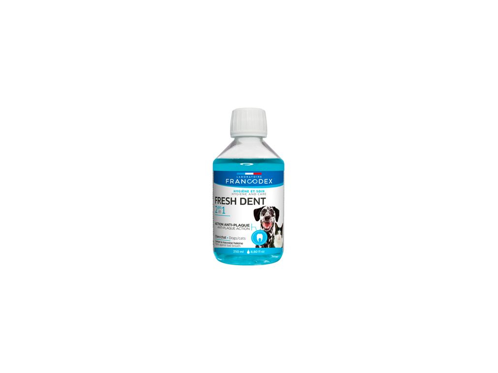 Francodex Fresh Dent pes + kočka 250ml z kategorie Chovatelské potřeby a krmiva pro psy > Hygiena a kosmetika psa > Péče o psí zuby