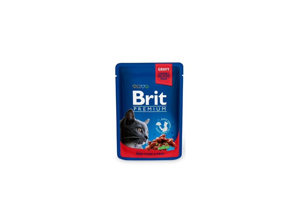 Brit Premium Cat kapsa with Beef Stew & Peas 100g z kategorie Chovatelské potřeby a krmiva pro kočky > Krmivo a pamlsky pro kočky > Kapsičky pro kočky
