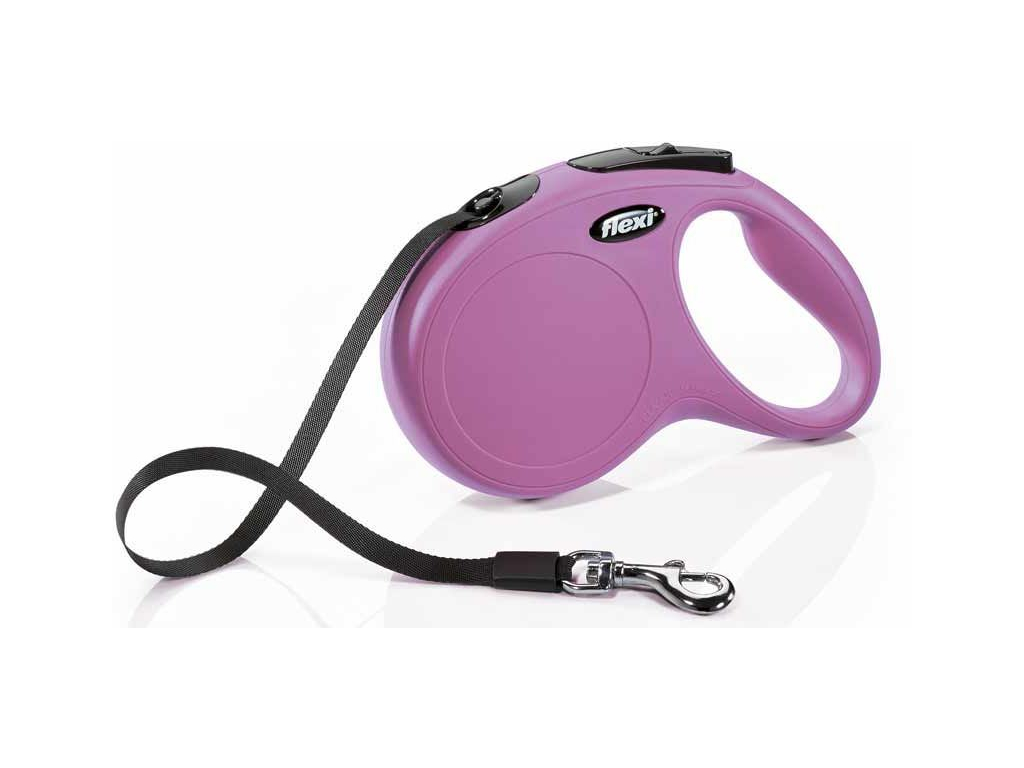 Flexi NEW CLASSIC M páskové vodítko 5m/25kg růžová z kategorie Chovatelské potřeby a krmiva pro psy > Obojky, vodítka a postroje pro psy > Vodítka pro psy > Samonavíjecí vodítka pro psy
