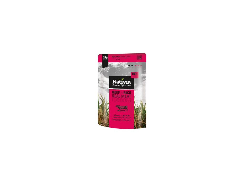 Nativia Real Meat Beef&Rice 8kg z kategorie Chovatelské potřeby a krmiva pro psy > Krmiva pro psy > Granule pro psy