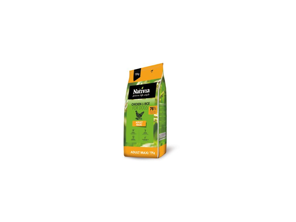 Nativia Adult Maxi Chicken & Rice 15kg z kategorie Chovatelské potřeby a krmiva pro psy > Krmiva pro psy > Granule pro psy