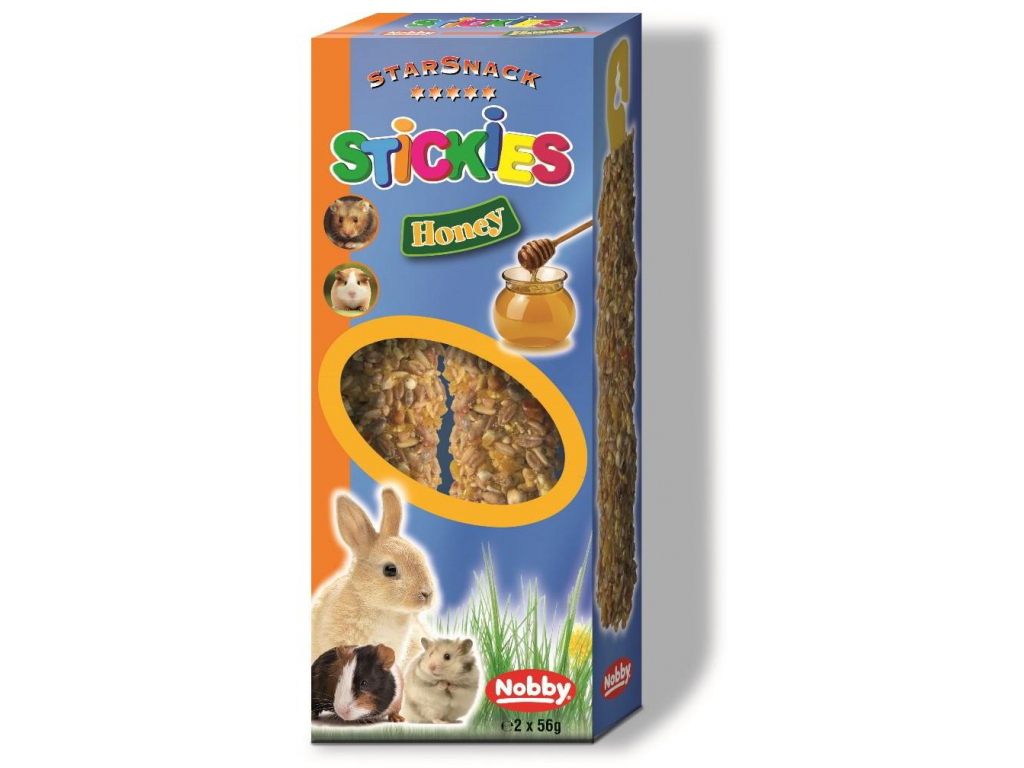Nobby StarSnack závěsná tyčinka medová 2x56g z kategorie Chovatelské potřeby a krmiva pro hlodavce a malá zvířata > Pamlsky pro hlodavce