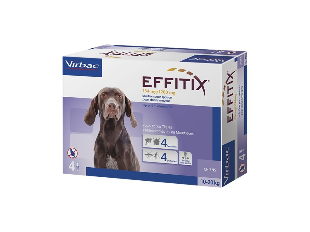 Effitix pro psy Spot-on M (10-20 kg) 4 pipety z kategorie Chovatelské potřeby a krmiva pro psy > Antiparazitika pro psy > Pipety (Spot On) pro psy