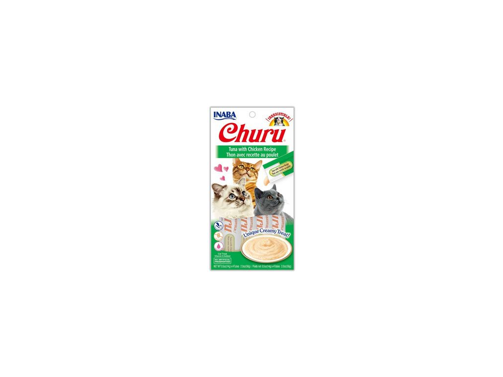 Churu Cat Purée Tuna with Chicken 4x14g z kategorie Chovatelské potřeby a krmiva pro kočky > Krmivo a pamlsky pro kočky > Pamlsky pro kočky