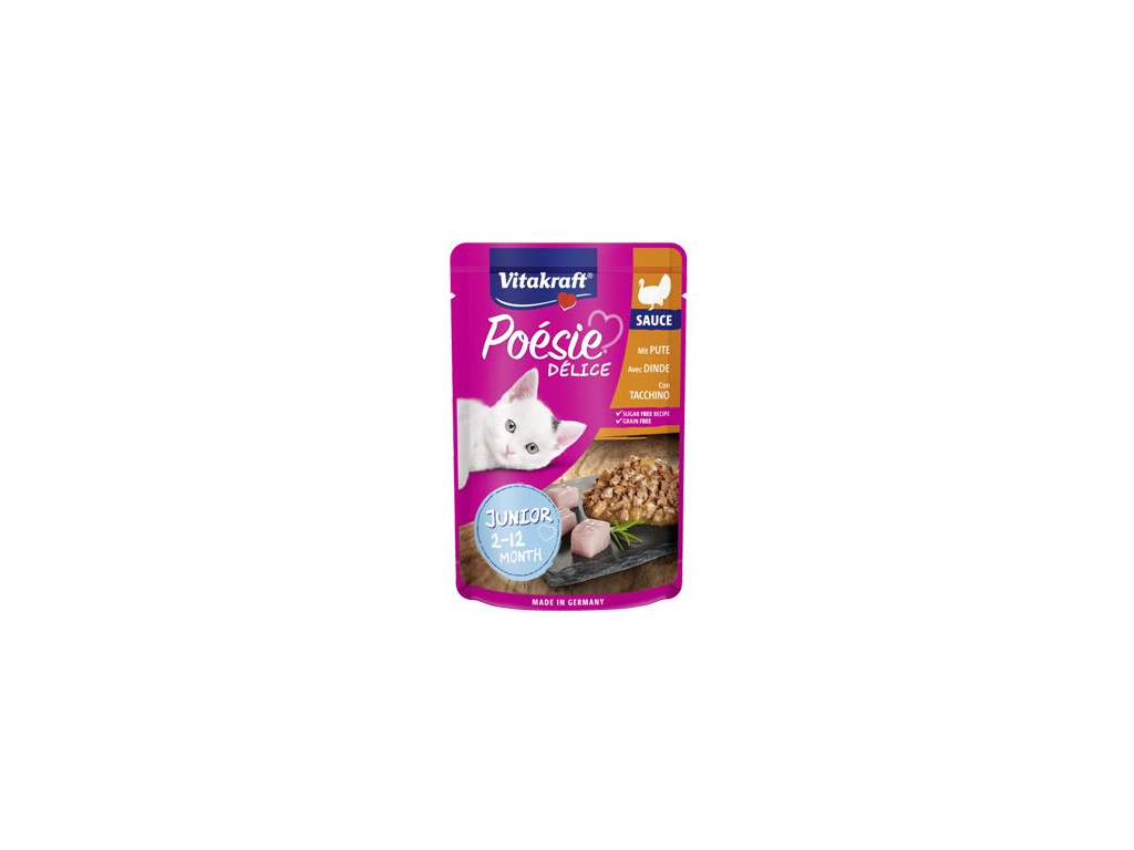 Vitakraft Cat Poésie DéliSauce kapsa junior krůtí 85g z kategorie Chovatelské potřeby a krmiva pro kočky > Krmivo a pamlsky pro kočky > Kapsičky pro kočky