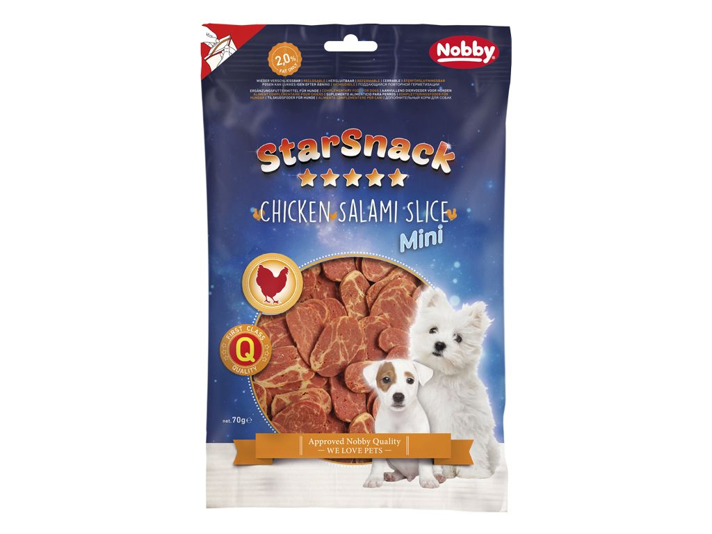 Nobby StarSnack Chicken Salami Slice pamlsky 70g z kategorie Chovatelské potřeby a krmiva pro psy > Pamlsky pro psy > Poloměkké pamlsky pro psy