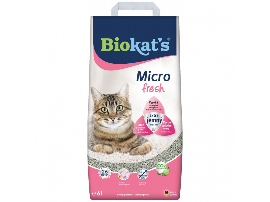 Biokats Micro Fresh kočkolit 6 L z kategorie Chovatelské potřeby a krmiva pro kočky > Toalety, steliva pro kočky > Steliva kočkolity pro kočky