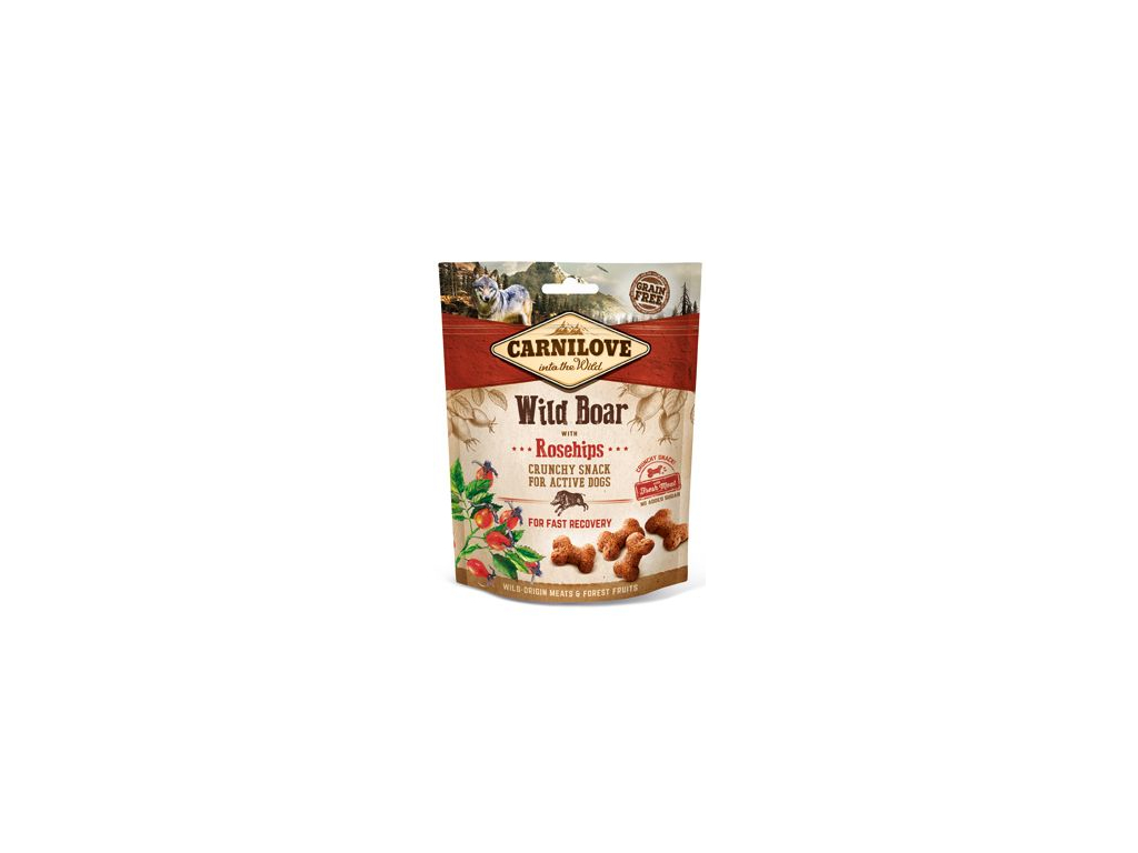 Carnilove Dog Crunchy Snack Wild Boar with Rosehips 200g z kategorie Chovatelské potřeby a krmiva pro psy > Pamlsky pro psy > Piškoty, sušenky pro psy