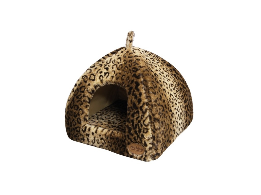 Nobby Alanis plyšová jeskyně vzor leopard 40x40x35cm z kategorie Chovatelské potřeby a krmiva pro psy > Pelíšky a dvířka pro psy > Kukaně a iglú pro psy