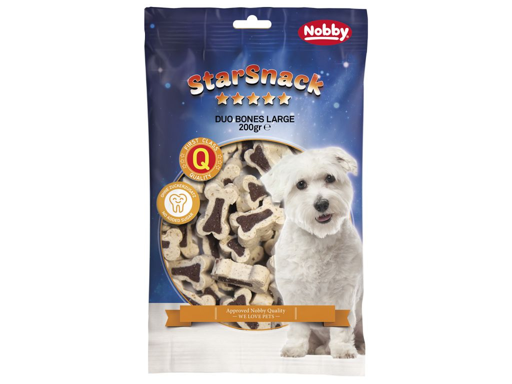 Nobby StarSnack Duo Bones pamlsky velké kostičky jehněčí s rýží 200g z kategorie Chovatelské potřeby a krmiva pro psy > Pamlsky pro psy > Poloměkké pamlsky pro psy