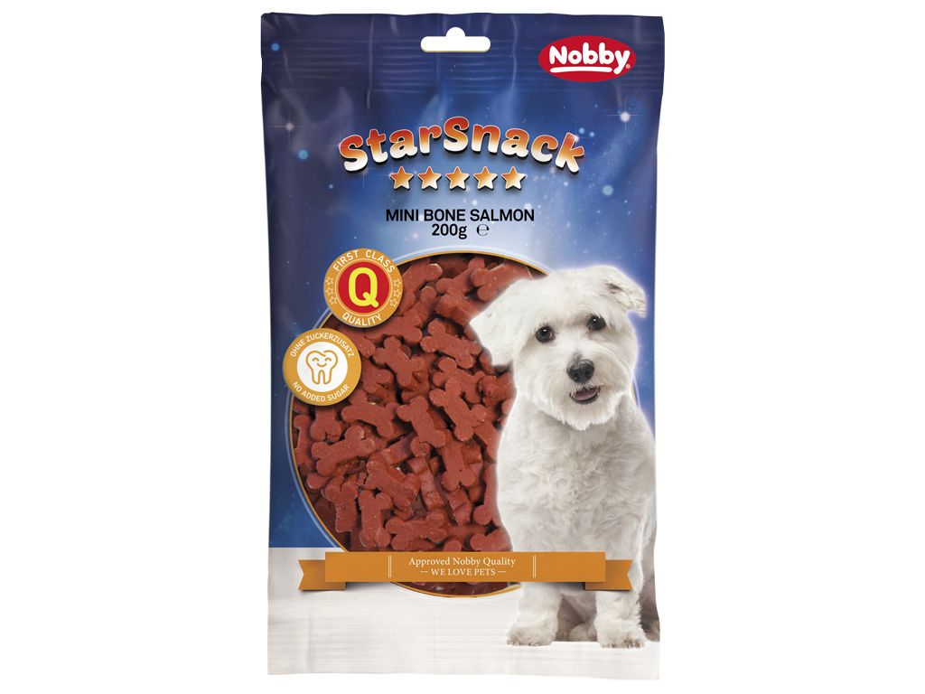 Nobby StarSnack Mini Bones Salmon kostičky 200g z kategorie Chovatelské potřeby a krmiva pro psy > Pamlsky pro psy > Poloměkké pamlsky pro psy