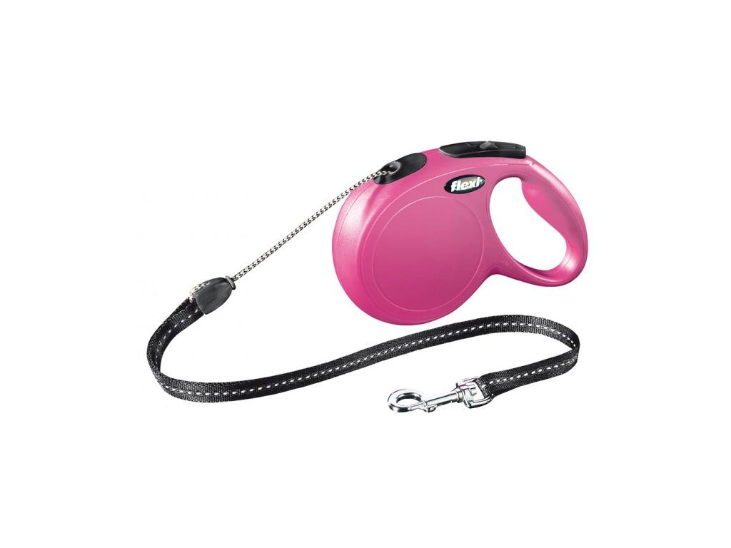 Flexi NEW CLASSIC M vodítko lankové 8m/20kg růžová z kategorie Chovatelské potřeby a krmiva pro psy > Obojky, vodítka a postroje pro psy > Vodítka pro psy > Samonavíjecí vodítka pro psy