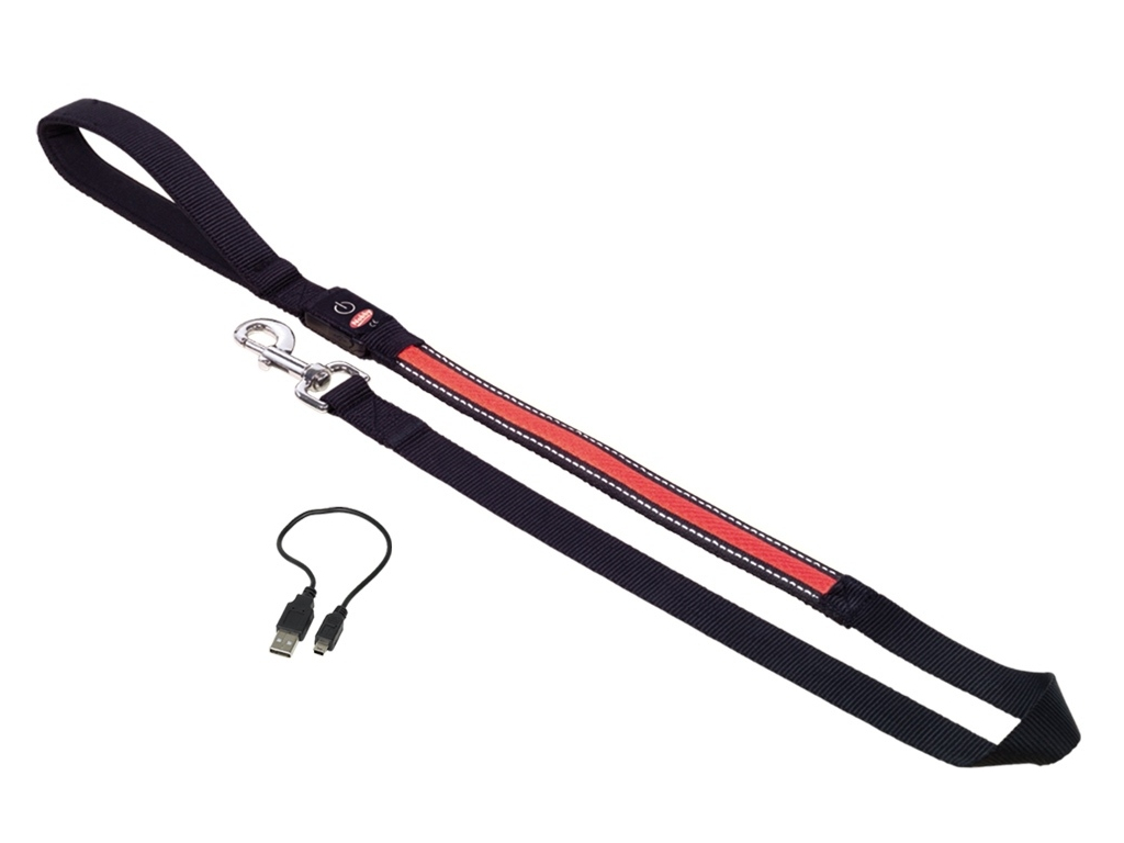 Nobby Flash Mesh svítící červené vodítko 120cm / 25mm z kategorie Chovatelské potřeby a krmiva pro psy > Obojky, vodítka a postroje pro psy > Vodítka pro psy > Klasická vodítka pro psy